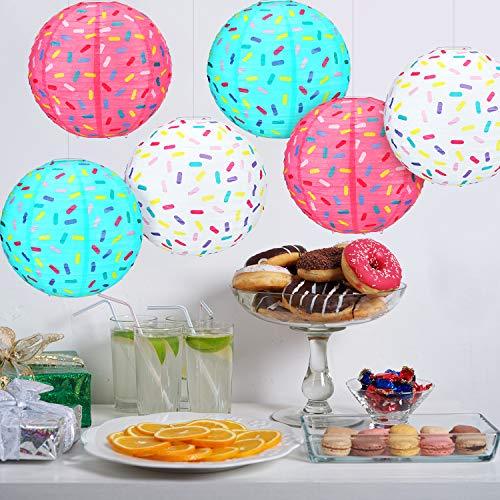 6 Pieces 12 inch Donut Party Hanging Paper Lanterns Baby Shower Donut Lanterns for Baby Shower Kids Birthday Party - Decotree.co Online Shop