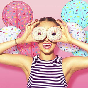 6 Pieces 12 inch Donut Party Hanging Paper Lanterns Baby Shower Donut Lanterns for Baby Shower Kids Birthday Party - Decotree.co Online Shop