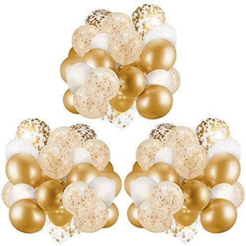60 Pack Gold Balloons + Gold Confetti Balloons w/Ribbon | Balloons Gold | Gold Balloon | Gold Latex Balloons | Golden Balloons - Decotree.co Online Shop