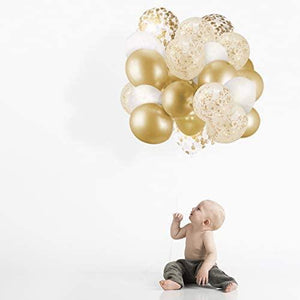 60 Pack Gold Balloons + Gold Confetti Balloons w/Ribbon | Balloons Gold | Gold Balloon | Gold Latex Balloons | Golden Balloons - Decotree.co Online Shop