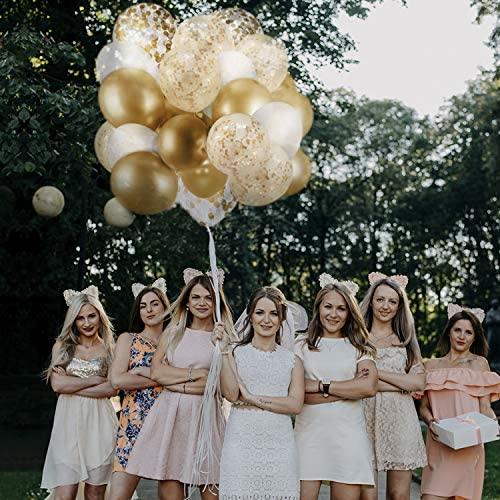 60 Pack Gold Balloons + Gold Confetti Balloons w/Ribbon | Balloons Gold | Gold Balloon | Gold Latex Balloons | Golden Balloons - Decotree.co Online Shop