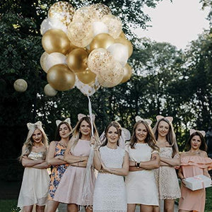 60 Pack Gold Balloons + Gold Confetti Balloons w/Ribbon | Balloons Gold | Gold Balloon | Gold Latex Balloons | Golden Balloons - Decotree.co Online Shop