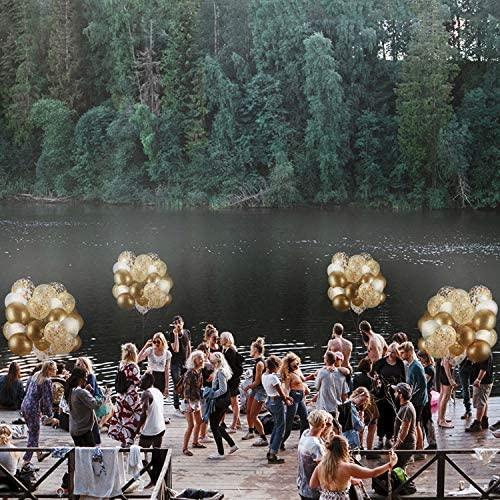 60 Pack Gold Balloons + Gold Confetti Balloons w/Ribbon | Balloons Gold | Gold Balloon | Gold Latex Balloons | Golden Balloons - Decotree.co Online Shop