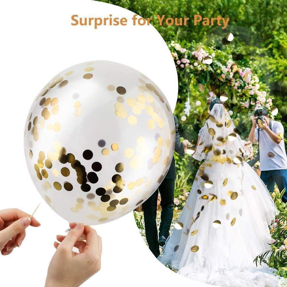 60 Pieces Gold Confetti Balloons / 12 Inch Latex Party Balloons with Gold Confetti for Party Decorations - Decotree.co Online Shop