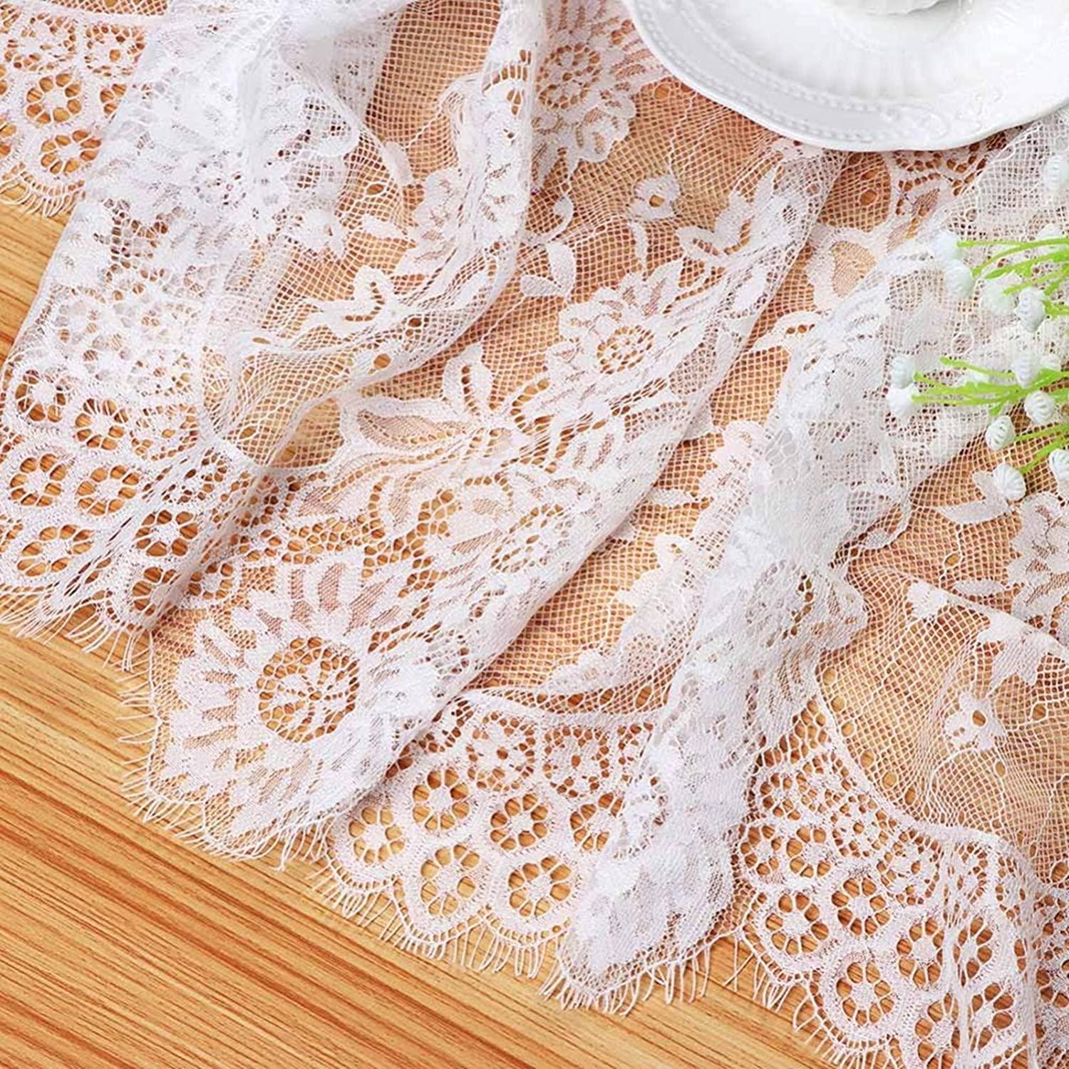 60 X120 Inch Classic White Wedding Lace Tablecloth Lace for Rustic Wedding Reception Decor - Decotree.co Online Shop