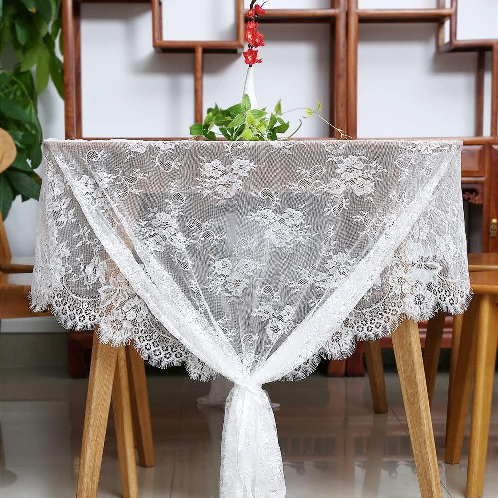 60 X120 Inch Classic White Wedding Lace Tablecloth Lace for Rustic Wedding Reception Decor - Decotree.co Online Shop