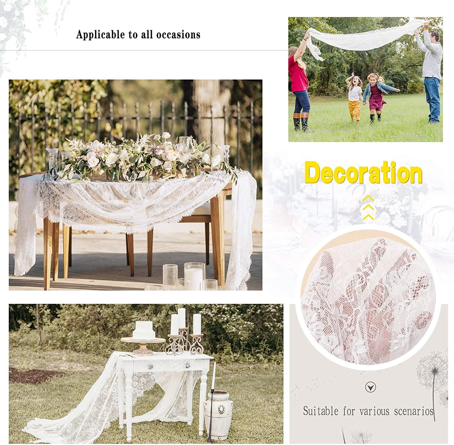 60 X120 Inch Classic White Wedding Lace Tablecloth Lace for Rustic Wedding Reception Decor - Decotree.co Online Shop