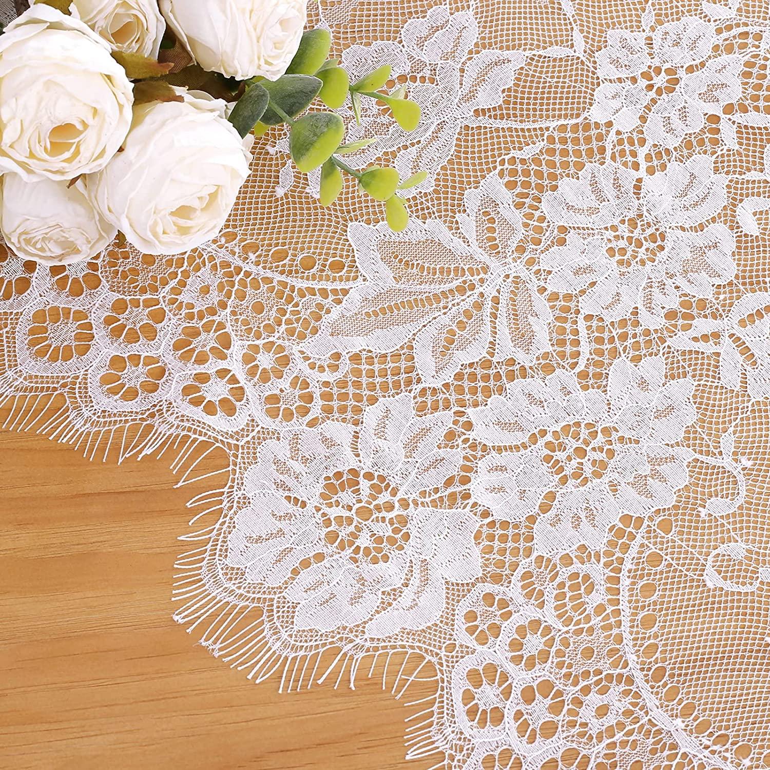 60 X120 Inch Classic White Wedding Lace Tablecloth Lace for Rustic Wedding Reception Decor - Decotree.co Online Shop