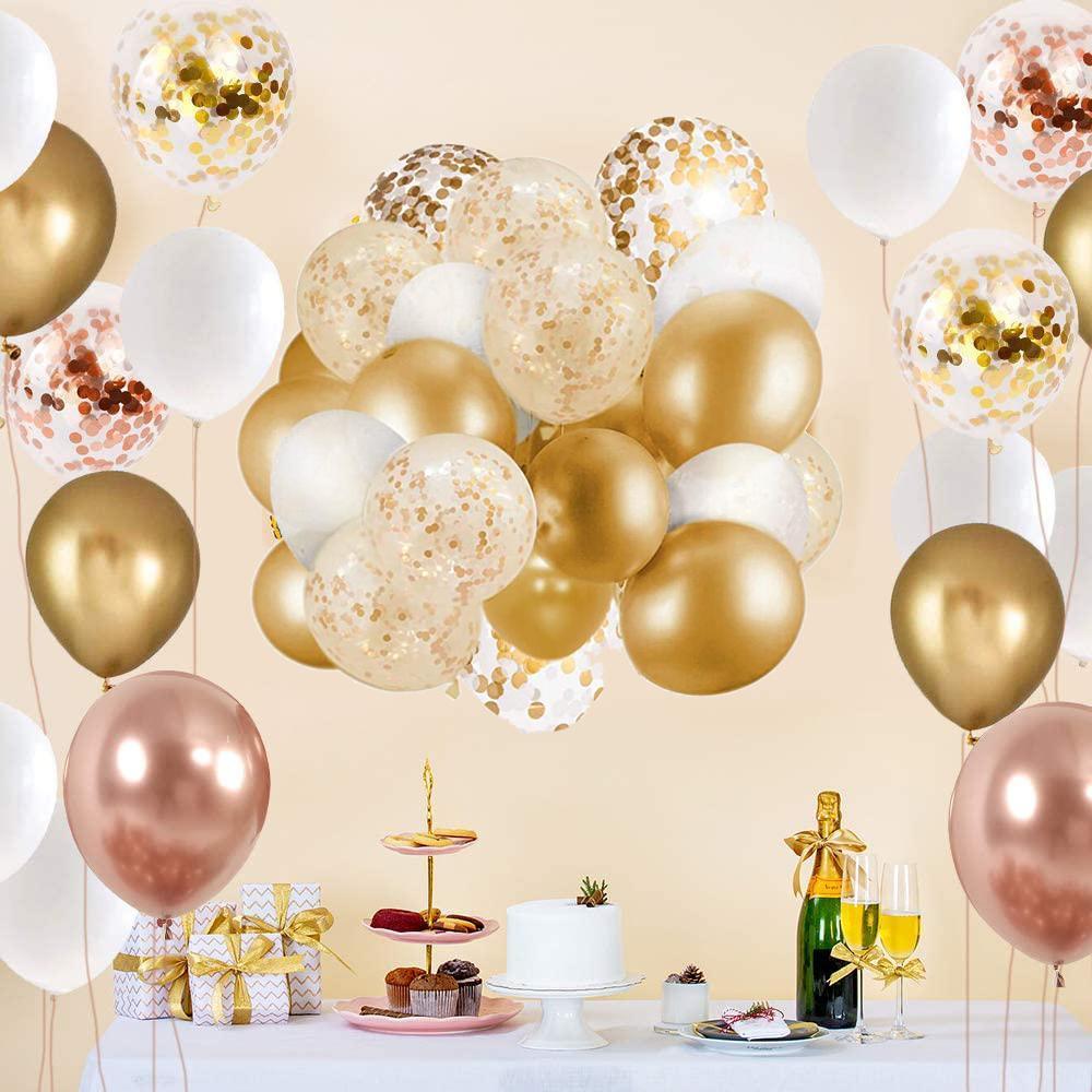 60pcs 12 Inch Latex Party Balloons with Gold Confetti for Party Decorations, Wedding & Bridal, Proposal - Decotree.co Online Shop