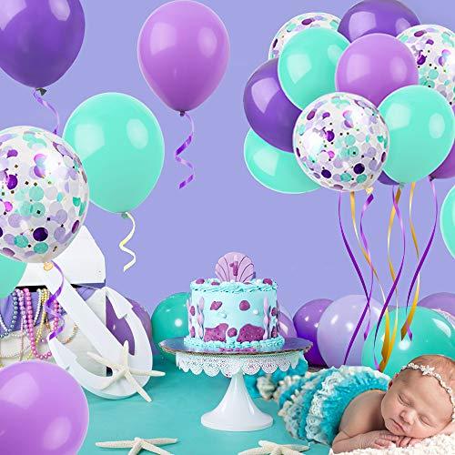 60pcs Mermaid Balloons, Latex Confetti Balloons, Purple Blue Balloons - Decotree.co Online Shop