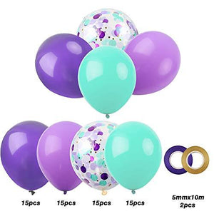 60pcs Mermaid Balloons, Latex Confetti Balloons, Purple Blue Balloons - Decotree.co Online Shop