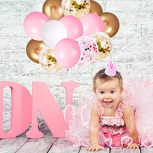 62Pcs Pink Gold Confetti Latex Balloons Kit, 12 Inch Pink White Gold Helium Balloons Party Supplies - Decotree.co Online Shop