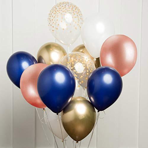 68 Pack Navy Blue Rose Gold Confetti Latex Balloons, 12 inch Birthday Balloons with 65 Feet balloon - Decotree.co Online Shop