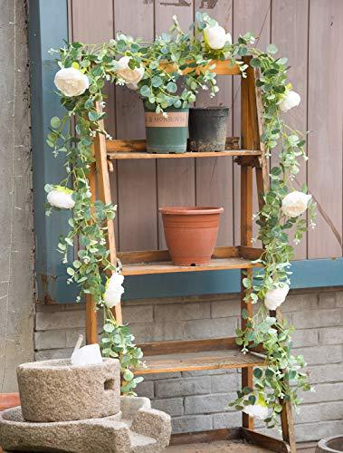 6ft 5pcs Artificial Rose Vine Decorations Hanging Eucalyptus Garland with Champagne Rose for Wedding Arch - Decotree.co Online Shop