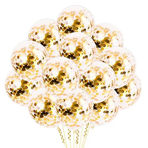 72pcs Gold Confetti Balloons with Gold Confetti Inside, 12 Inches Latex Party Balloons for Birthdays, Weddings - Decotree.co Online Shop