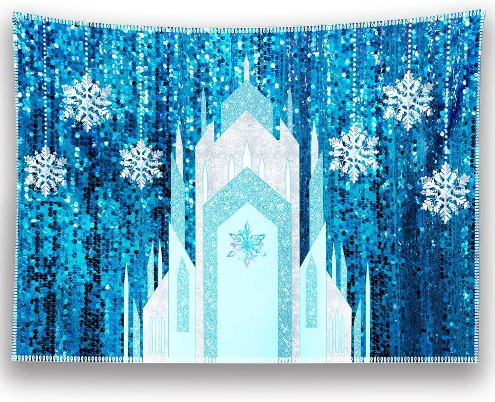 7x5 ft Fabric Ice Snow Castle Photo Backdrop Girl Birthday Party Decoration Princess Supply - Decotree.co Online Shop