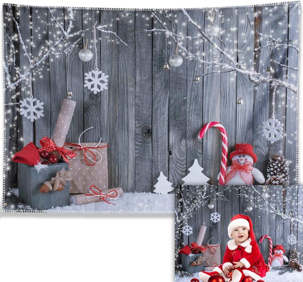 7x5ft Fabric Christmas Photography Backdrop Winter Snowman Santa Gift - Decotree.co Online Shop