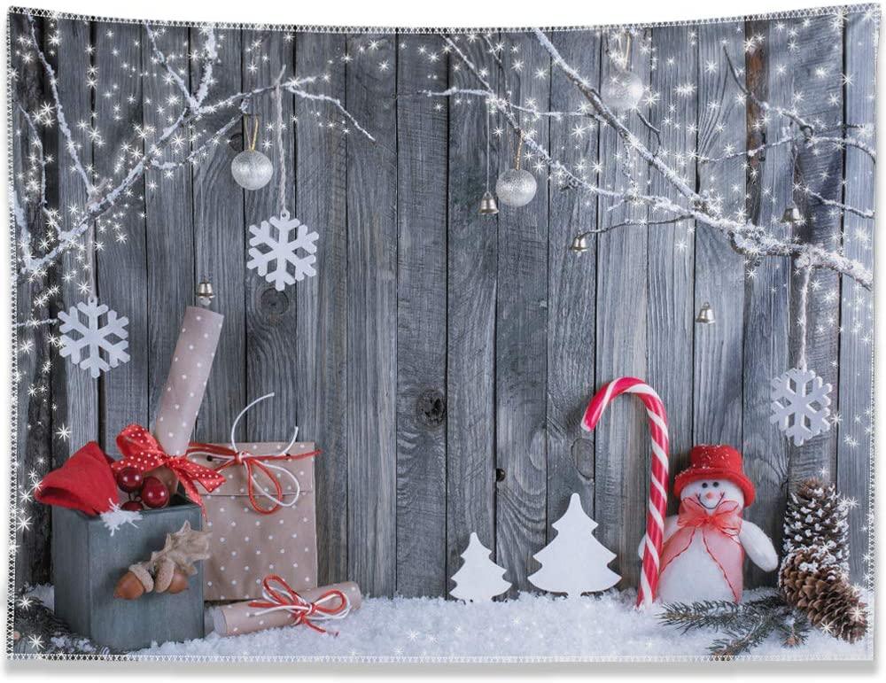 7x5ft Fabric Christmas Photography Backdrop Winter Snowman Santa Gift - Decotree.co Online Shop