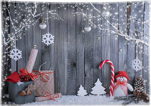 7x5ft Fabric Christmas Photography Backdrop Winter Snowman Santa Gift - Decotree.co Online Shop