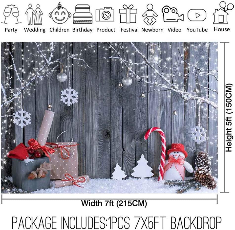 7x5ft Fabric Christmas Photography Backdrop Winter Snowman Santa Gift - Decotree.co Online Shop