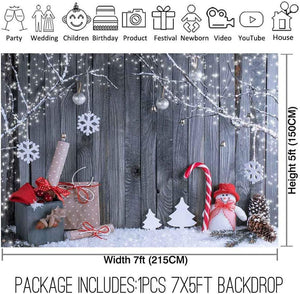 7x5ft Fabric Christmas Photography Backdrop Winter Snowman Santa Gift - Decotree.co Online Shop