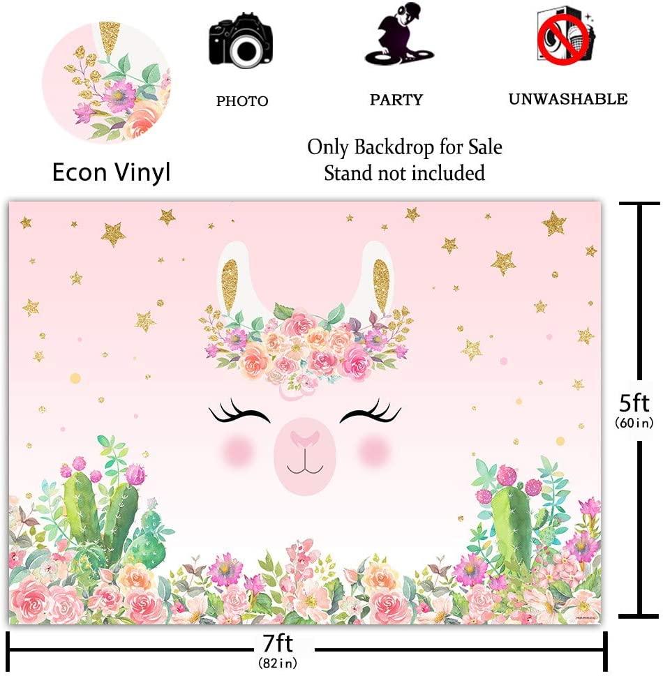 7x5FT Llama Birthday Party Backdrop Pink Alpaca Baby Shower Decoration Cactus Flower Photography Background - Decotree.co Online Shop