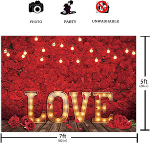 7x5FT Love Red Rose Backdrop Valentine's Day Flower Background Photography Prop Photobooth Gift - Decotree.co Online Shop