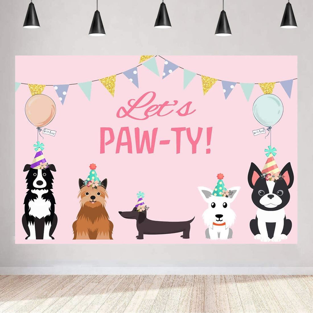 7x5ft Puppy Dog Happy Birthday Themed Backdrops Pet Pink Girl Photography Backdrop - Decotree.co Online Shop