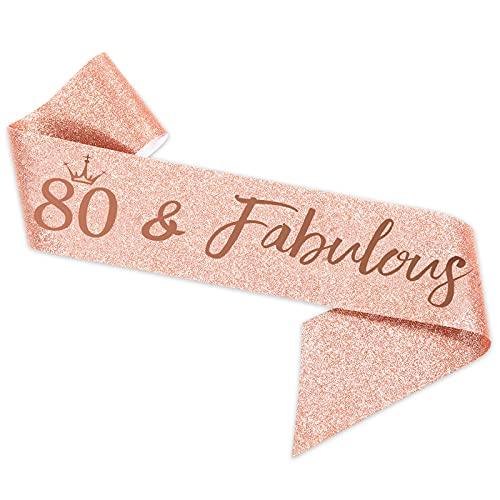 80th Birthday Sash and Tiara for Women, Rose Gold Birthday Sash Crown 80 & Fabulous Sash and Tiara for Women, 80th Birthday Gifts for Happy 80th Birthday Party Favor Supplies - Decotree.co Online Shop