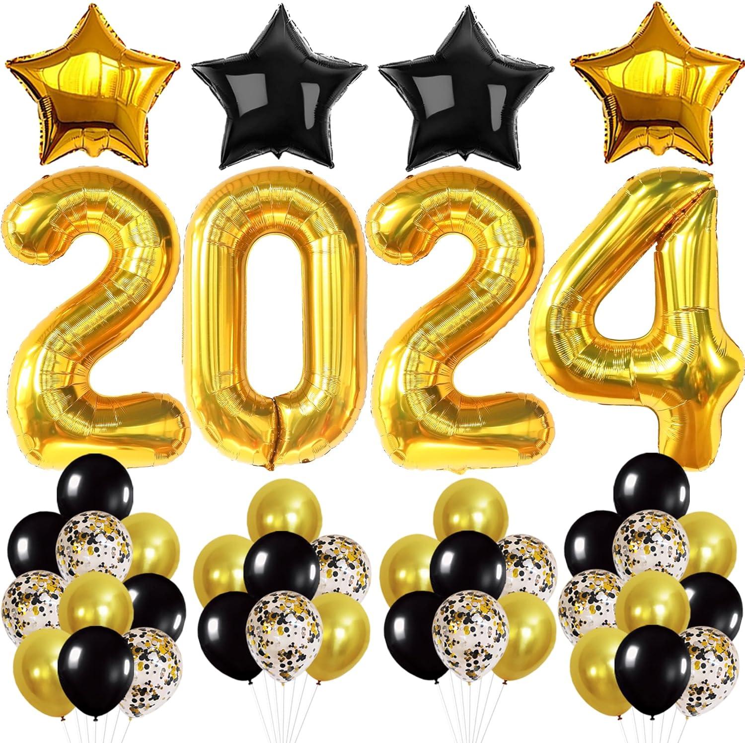 2024 Graduation Decorations Gold and Purple, Purple Gold 2024 Foil