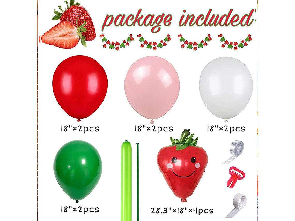 90 Pcs Strawberry Party Decoration Balloon Garland Set, Girl Birthday Party Supplies, Strawberry Red Aluminum Foil Balloon Latex Balloon - Decotree.co Online Shop