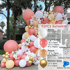 92pcs Party Balloon Arch kit Peach Coral Balloons Party Decoration Baby Show Birthday Wedding Backdrop Decor - Decotree.co Online Shop