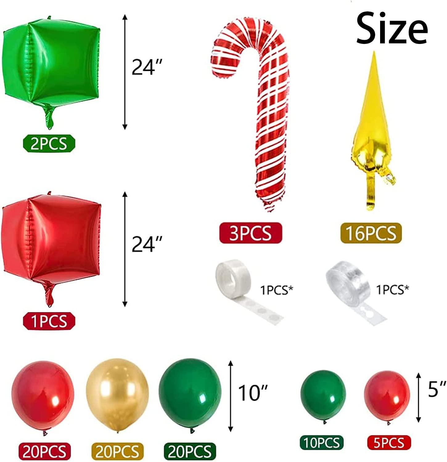 97 Pieces Christmas Balloon Garland Arch kit with Green Gold Red Box - Decotree.co Online Shop