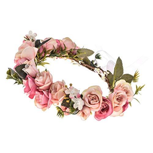 Adjustable Flower Crown Floral Headpiece Floral Crown Wedding Festivals Photo Props (baby pink) - Decotree.co Online Shop