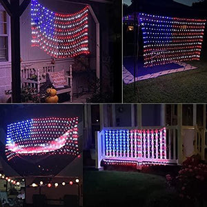 American Flag Lights with 390 Super Bright Led and 8 Fantastic Modes, Waterproof Led Flag Net Light of the United States - Decotree.co Online Shop