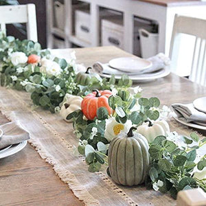 Artificial Eucalyptus Garland with White Rose 6.6 Feet Artificial Floral Vines for Wedding Decorations Indoor Outdoor Backdrop Wall Décor Table Runner - Decotree.co Online Shop