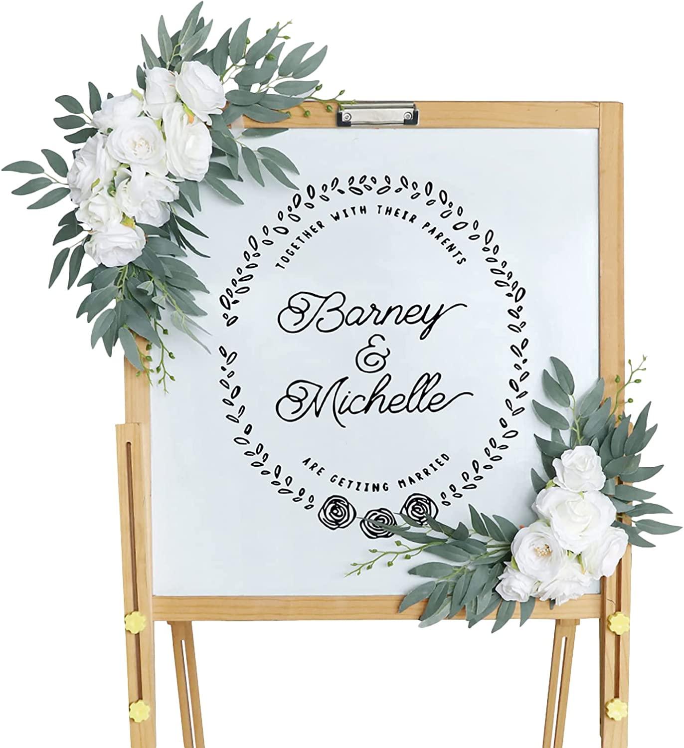 Artificial Flower Swag Set of 2 Wedding Welcome Sign Decorations Wedding Arch Flowers Garland - Decotree.co Online Shop