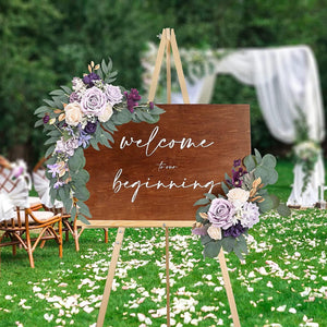 Artificial Flower Swag Set of 2 Wedding Welcome Sign Decorations Wedding Arch Flowers Garland - Decotree.co Online Shop