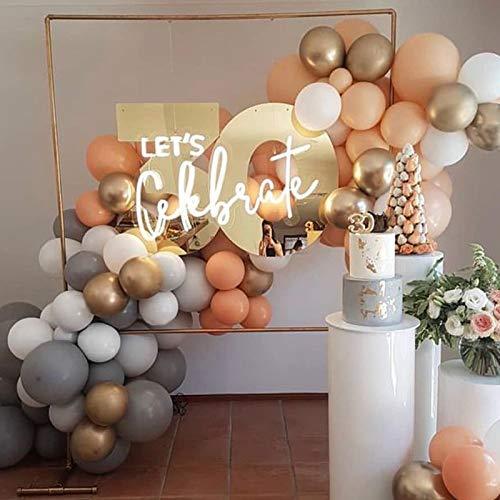 Balloon Garland Kit 100 Pcs 12 In Orange Peach Blush Gray Gold Metallic White Balloon Arch Kit for Baby Shower, Bridal Shower, Wedding, Birthday - Decotree.co Online Shop