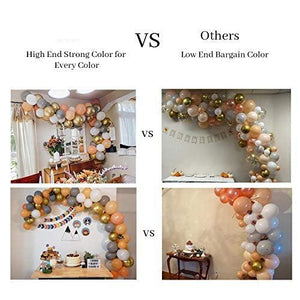 Balloon Garland Kit 100 Pcs 12 In Orange Peach Blush Gray Gold Metallic White Balloon Arch Kit for Baby Shower, Bridal Shower, Wedding, Birthday - Decotree.co Online Shop