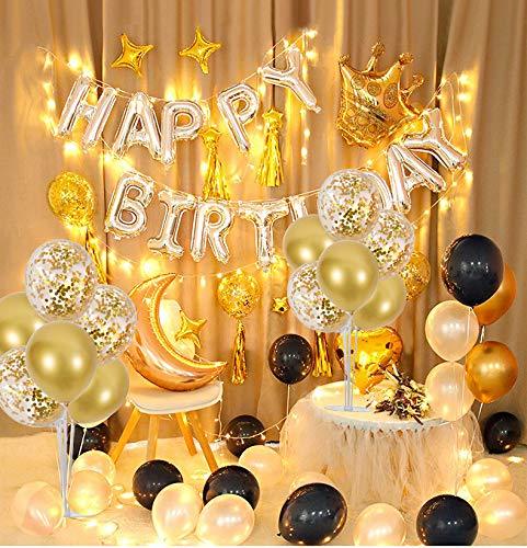 Balloons Stand Kit Table Decorations,2 Set with 14 Sticks, 14 Cups, 2 Base, 16 Gold Balloons for Wedding Graduation 30th 40th 50th birthday - Decotree.co Online Shop