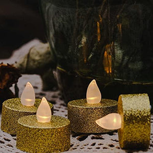 Battery Operated LED Tea Lights, Gold Flameless Votive Tealights Candle with Warm White Flickering Bulb light,Pack of 24 - Decotree.co Online Shop