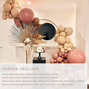 Bean Paste Color Balloon Kit 124PCS 18In 12In 10In 5In Horse Skin Color Balloon Arch Garland - Decotree.co Online Shop