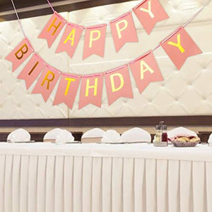 Birthday Decorations, Pink and Golden Premium Quality Happy Birthday Banners with Golden Sparkle Shimmering Letters - Decotree.co Online Shop