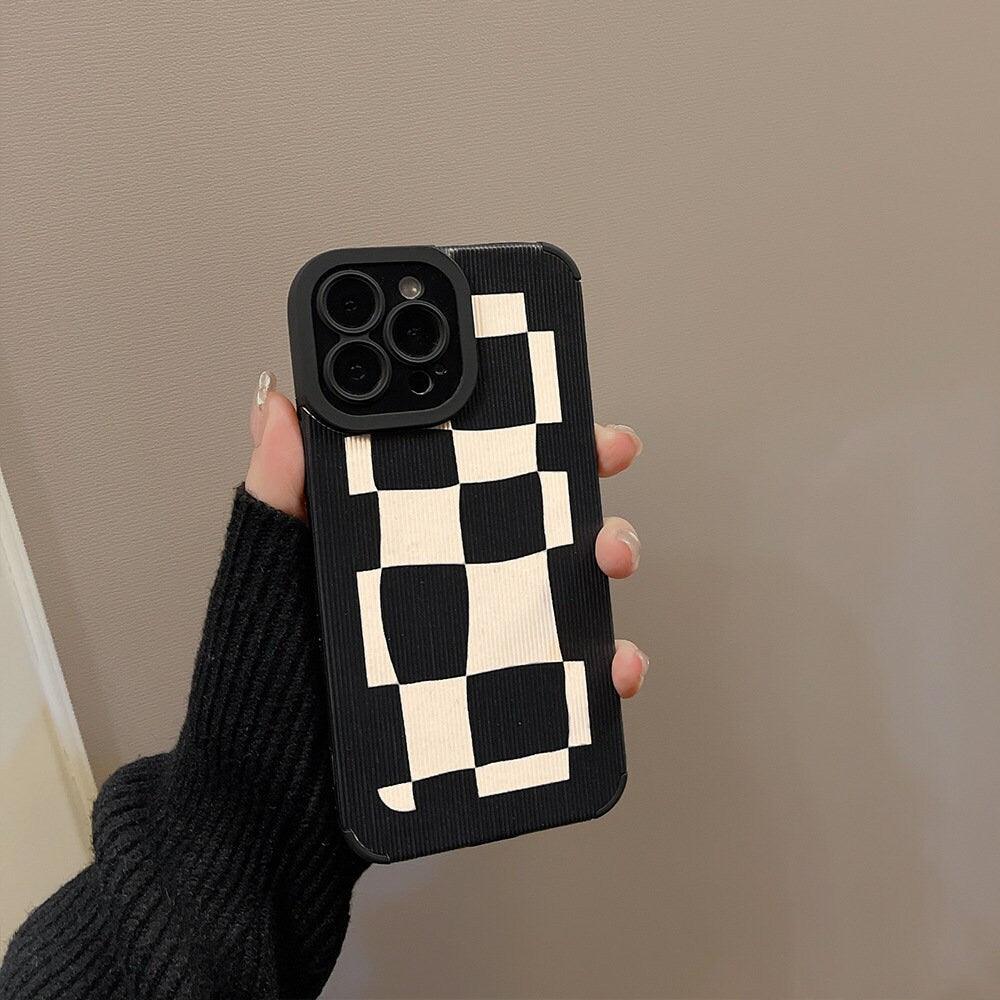 Black And White Plaid iPhone 14 13 12 Case iPhone 14 Pro 13 Pro 12 Pro iPhone 13 12 Pro Max Case iPhone 13 pro iPhone 13 Pro Max - Decotree.co Online Shop