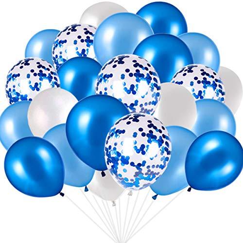 Blue and White Balloons, Blue Confetti Balloons White Balloons Total 90 pcs Latex Party Balloons for Hen Party Wedding Baby Shower Birthday Party Decoration - Decotree.co Online Shop