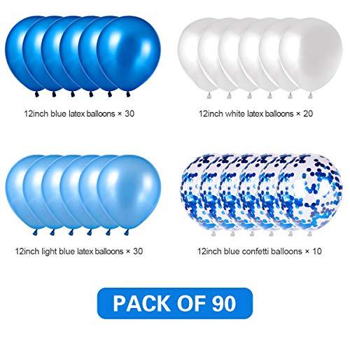 Blue and White Balloons, Blue Confetti Balloons White Balloons Total 90 pcs Latex Party Balloons for Hen Party Wedding Baby Shower Birthday Party Decoration - Decotree.co Online Shop