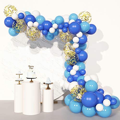 Blue Confetti Balloons 100Pcs Matte Party Latex Balloon Garland Arch Kit for Baby Shower Birthday Party Decoration - Decotree.co Online Shop