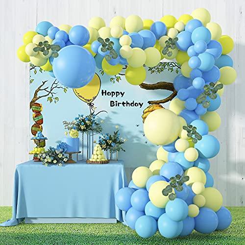 Blue Party Latex Balloons 130 Pcs Baby Blue and Yellow Balloons Garland Arch Kit for Baby Shower Boy Birthday Decorations 18 In 10 In 5 In - Decotree.co Online Shop