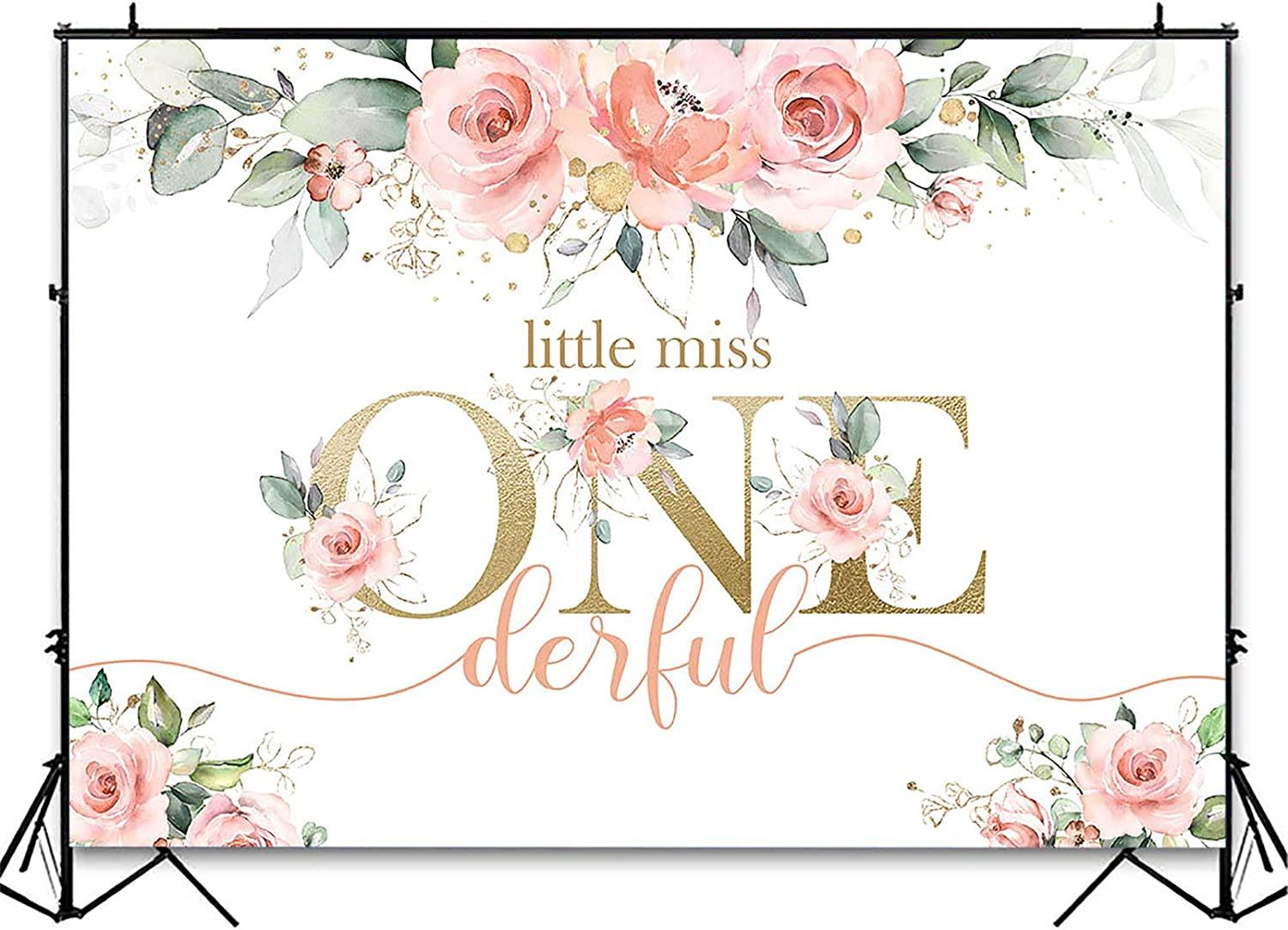 Blush Pink Floral 1st Birthday Party Backdrop for Girl Miss Onederful Party Photography Background - Decotree.co Online Shop